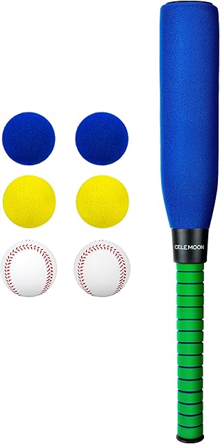 The 22 Inch Kids Foam Soft Baseball Bat Toys with 6 Balls for Kids Toddlers Youths Outdoor Indoor Sport T Ball Game Playing, Blue