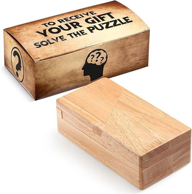 The Gejoy Secret Puzzle Box Cash Gift Box Wooden Puzzle Box for Adults Brain Teaser Wooden Box with Hidden Compartments for Christmas Cash Gift(Classic Treasure Box)
