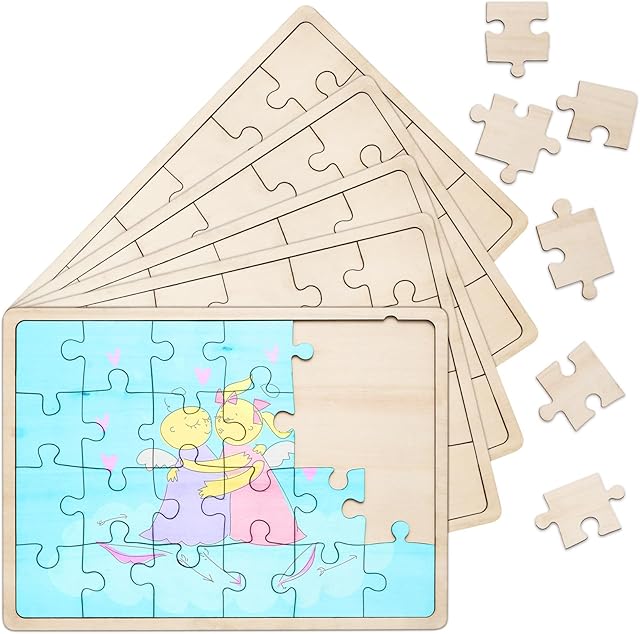 The 9 Sheets Unfinished Wooden Puzzles Blank Puzzle Pieces Wooden Jigsaw Puzzles Free Form Things to Paint, Write and Draw On, Make Your Own Puzzle for DIY Craft (8.9 x 5.9 Inch)