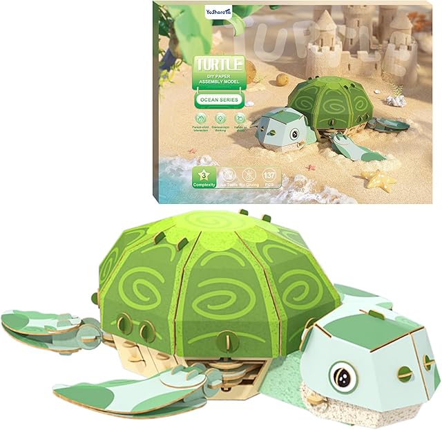 The 3D Puzzles for Kids Ages 8-13 – Eco-Friendly DIY Educational Toy for Boys and Girls,Creative Brain-Teaser Puzzles,Turtle Rompecabezas 3D, Birthday