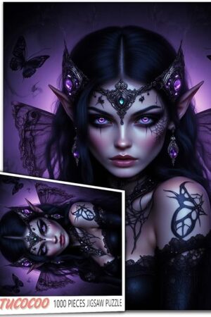 The Purple Dark Elf Jigsaw Puzzles for Adults 1000 Pieces,Gothic Demon Jigsaw Puzzle Art 20 x 27 Inches Colorful DIY Magic Elves Puzzles for Home Decoration, Family Puzzle Perfect for Game Nights