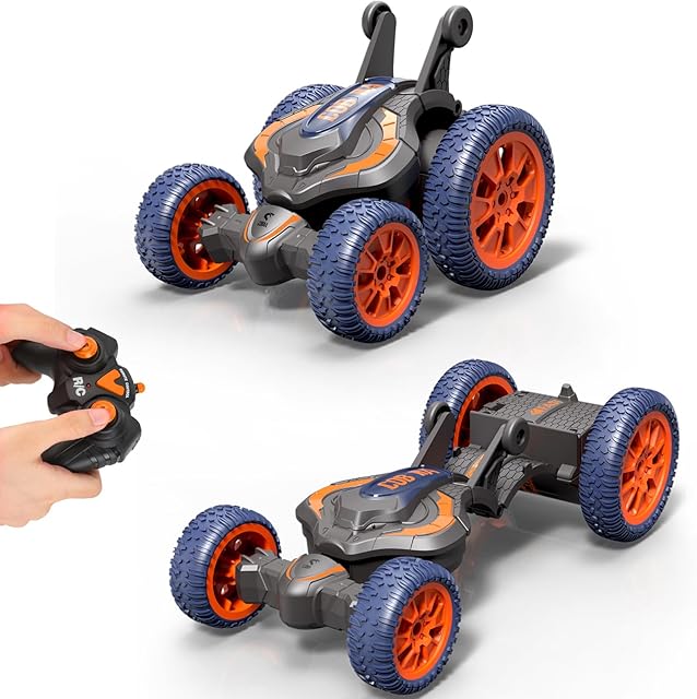 The Remote Control Car, 2.4 GHz RC Cars for Boys Age 6-12, 360-Degree Rotating Fast Stunt Remote Control Cars with Cool Lights for Boys Age 6+ (Orange)
