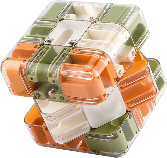 The Large 3D Labyrinth Cube Puzzle, 3D Magic Cube Maze Ball Puzzle, 3D Labyrinth Brain Teaser Game for Adults & Teens for Improving Spatial Recognition, Logical Thinking and Stress Relief (#A)