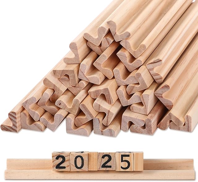 The Sumind 32 Pack Wooden Tile Holders Letter Replacement Wood Racks Tile Holders Smooth Trays for Letter Tiles Crafts and Game Stands, 7.36 x 1 x 0.66 Inch