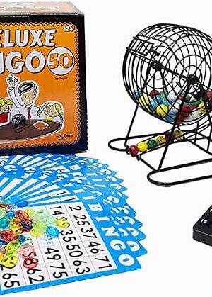 The Regal Bingo Deluxe Game Set for Adults and Kids - Includes 8 Inch Wheel Cage, 75 Balls, Master Board, 50 Cards and Colorful Chips - Fun Family Game Night