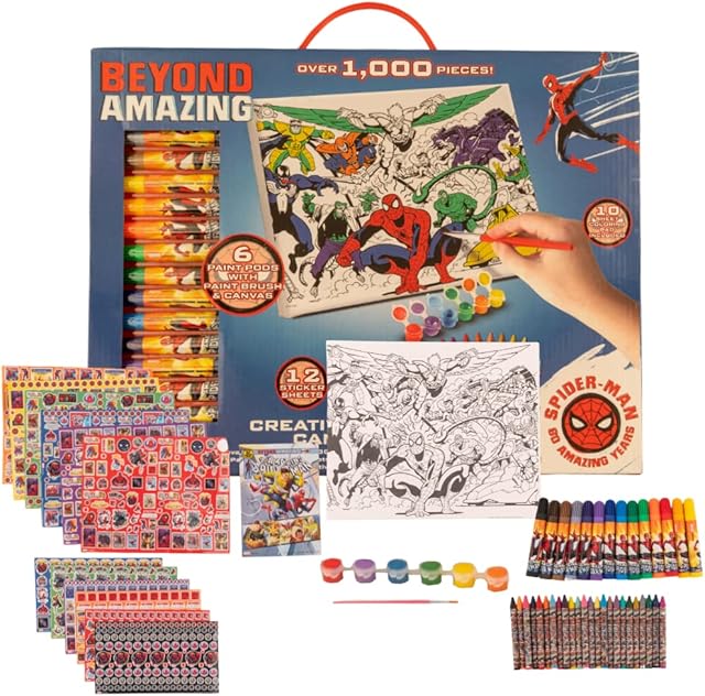 The Innovative Designs Marvel Avengers Spiderman Creative Coloring Canvas Painting and Activity Set for Kids, 1000+ pcs