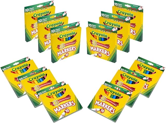 The Crayola Broad Line Markers (12pk), Teacher Supplies, Bulk School Coloring Markers for Kids, Must Have Classroom Essential for Preschool & Kindergarten