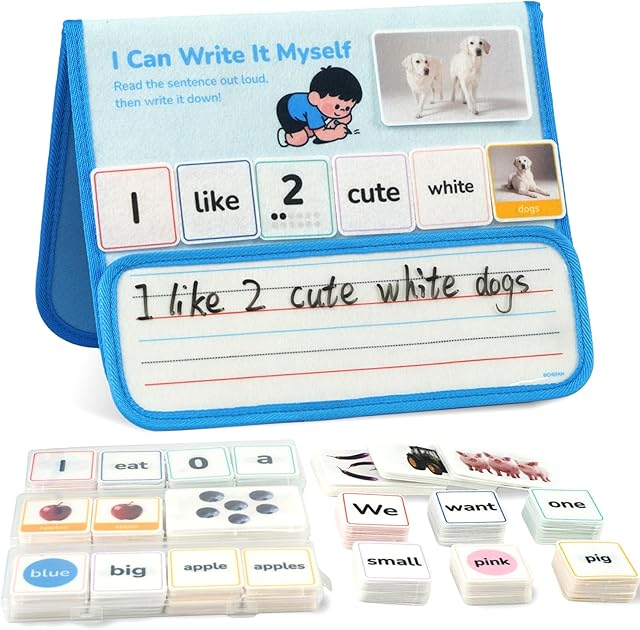 The CHEFAN 165 PCS Sentence Building for Kids, Speech Therapy Materials with Writing Board, Sentence Building Games for Special Education, Reading & Language Development