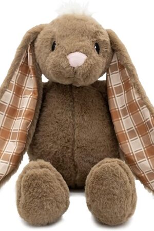 The Plushible Easter Bunny Stuffed Animal, 18" (Brown) - Plush, Soft Embroidered Stuffed Bunny Toy for Kids, Newborns, Boys & Girls, Cuddly and Adorable Plush Toys