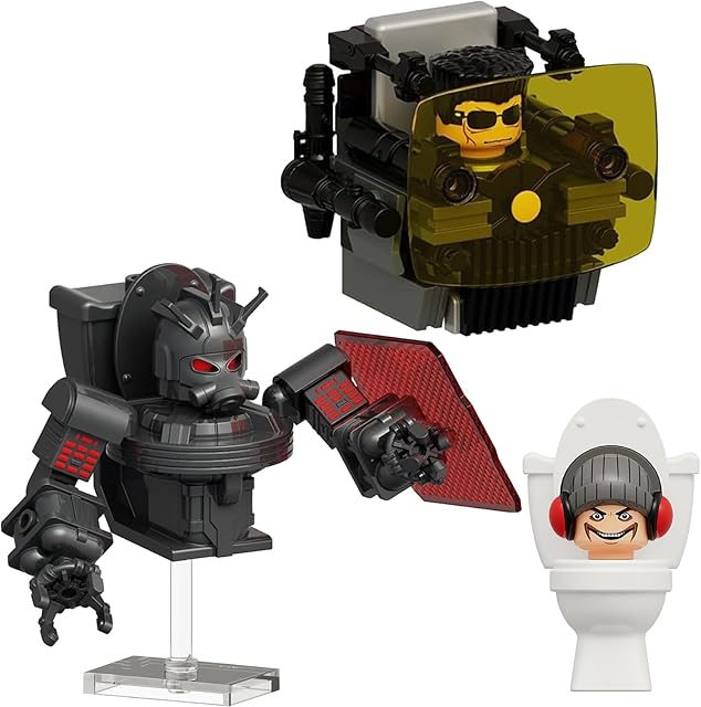 The 3 Pcs Toilet G-Man Building Set, Toilet Man Cameraman Game Model Toys Ideas Collectible Building Bricks Birthday Gift for Kids Adults Fans