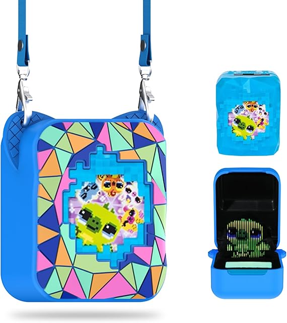 The Silicone Cover Case for Bitzee Magicals Interactive Toy, Silicone Protective Cover for Bitzee Virtual Electronic Pets, Digital Pet Accessories for Bitzee with Lanyard, Blue (Case Only)