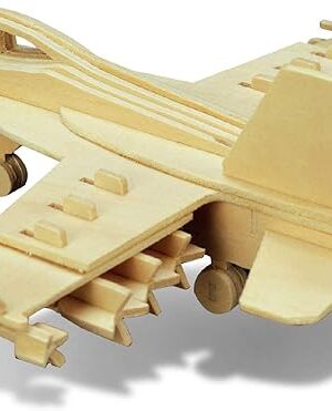 The Puzzled F-18 Hornet 3D Puzzle Airplane Model Wood Building Kit - 3D Model Airplane Building Kit for Kids and Adults, Fun Educational Model Plane Kit to Paint and Build Craft 3D Model Kit - 47 Pieces