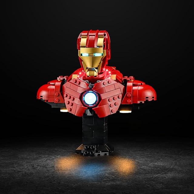 The Vaodest Led Light for Lego 76327 Iron Man MK4 Bust,Design and Configuration Compatible with Model 76327(Led Light Only, Not Building Block Kit)