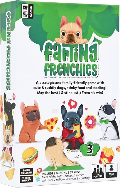 The Farting Frenchies Card Game – Fun Family Card Games for Adults & Kids Ages 7+, French Bulldog Gifts Strategy Game | Simple Setup Party Games, 20-Min Playtime, 2-4 Players| Best Christmas Games Gift
