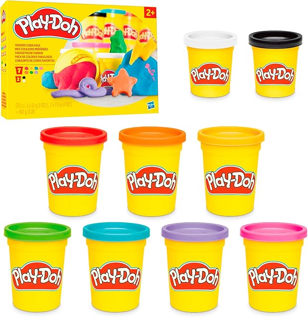 The Play-Doh 9 Pack Favorite Color Set, Assorted Colors, 2 & 4 Ounce Modeling Compound Cans, Kids Arts & Crafts, Back to School Gifts & Prizes, Preschool Toys, Ages 2+ (Amazon Exclusive)