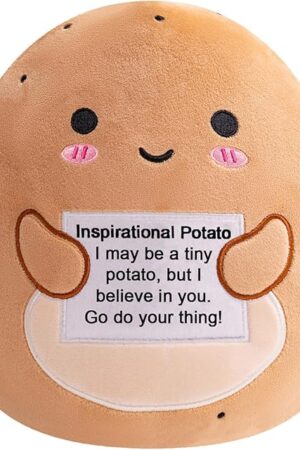 The Potato Plush, Cute Potato Stuffed Animal, Positive Doll Funny Reduce Pressure Toy Cheer Up Gifts for Girls Boys Party Decor 10"