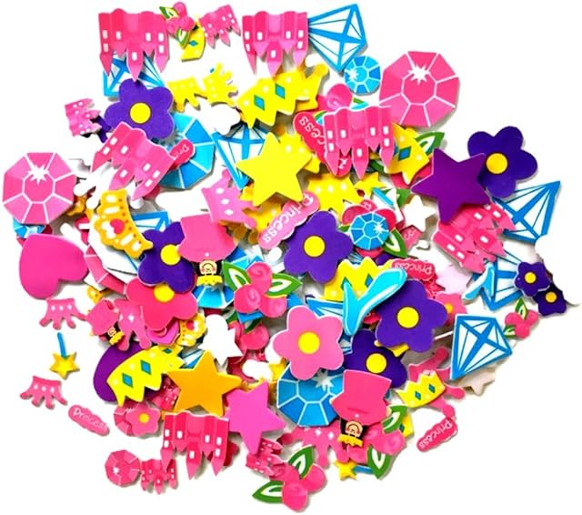 The Self Adhesive Craft Stickers, Carnival, Planets, Farm Animals, Princess, Dinosaur Themed Stickers (500 Piece Party Packs) (Princess)