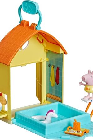 The Peppa Pig Peppa’s Adventures Peppa’s Swimming Pool Fun Playset Preschool Toy, Includes 1 Figure and 4 Accessories, Ages 3 and Up