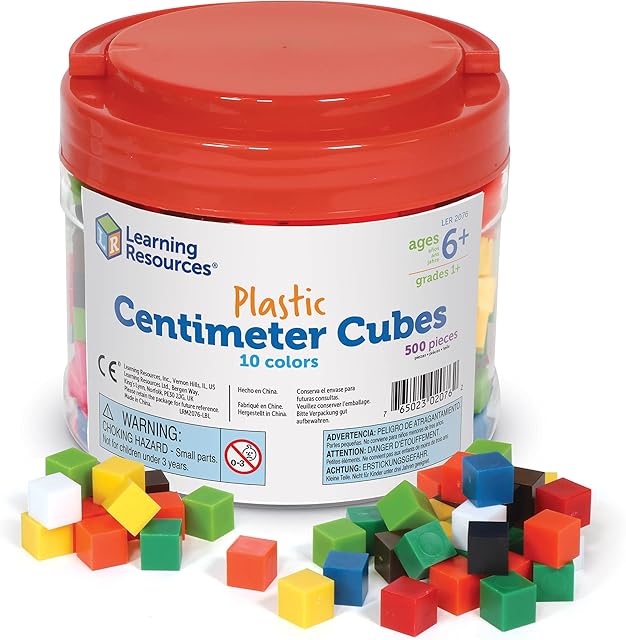 The Learning Resources Centimeter Cubes, Counting/Sorting Toy, Assorted Colors, Math Cubes, Learning Cubes for Kids, Set of 500, Ages 6+