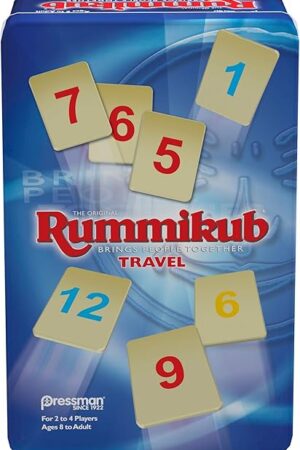 The Rummikub in Travel Tin - The Original Rummy Tile Game by Pressman, Blue (B07GLGBW9X)
