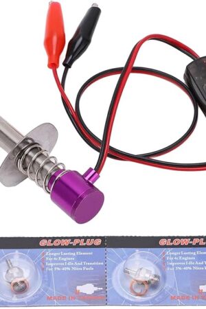 The RC Car Igniter, 6‑12V RC Igniter Kit with N4 Hot Glow Plug Gasket Engine Starter Tools Support for Engine Aircraft Car Model (Purple)