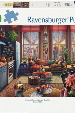 The Ravensburger - Cozy Boho Studio - 500 Piece Large Format Jigsaw Puzzle - Charming Studio with a View - Bright, Homey Imagery - Frameable - Premium Quality - Puzzles for Adults