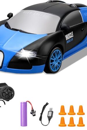 The RC Drift Car, 1:24 4WD Drifting RC Cars 2.4GHz High Speed Remote Control Car with LED Light and Drift Tires Racing Toy Cars for Kids Boys Girls Adults, Blue