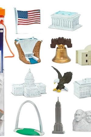 The Safari Ltd. USA Super Toob - Toy Figures of Lincoln Memorial, Hoover Dam, Liberty Bell, Alamo, Mt. Rushmore, Statue of Liberty, Capital, White House & More - Educational Toy for Boys, Girls & Kids 3+