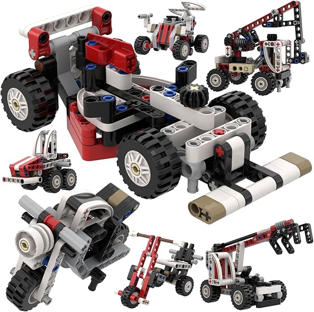 The 22-in-1 Building-Block technic-Cars-Set for Kids 8-12,Racing Cars, Motorcycles, Tractors, Helicopters, Robots Brick-Kits Compatible with Lego-technic, STEM-Toys for Gifts for Boys & Girls
