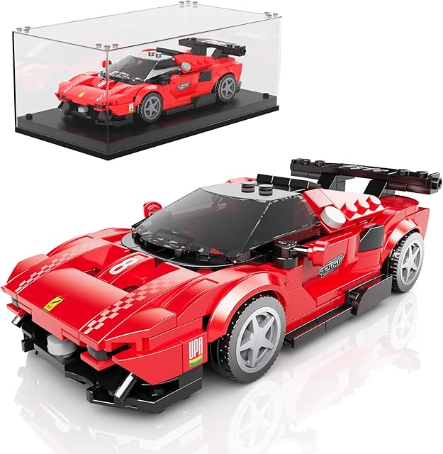 The Mould King Speed Champion P80C Racing Car Building Kit with Acrylic Display Case, 27069 Collectible Model Car Kits, Building Blocks Kit Racing Toy Cars for Adult Kids 8+(449 PCS)