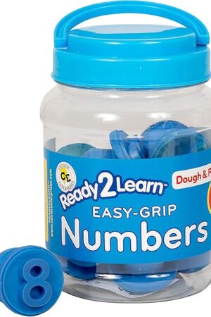The READY 2 LEARN Easy Grip Dough and Paint Stampers | Numbers | Set of 10 | Ages 2+ | Easy-to-hold Letter Stamps for Kids