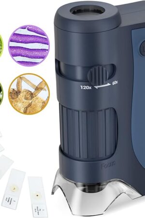 The Pocket Microscope 60X-120X - Portable Handheld Microscope for Kids - Miniscope with Microscope Slides for Learning - Education Toys for Kids Age 5-12 Home School - Children's Day Gifts for Girls Boys