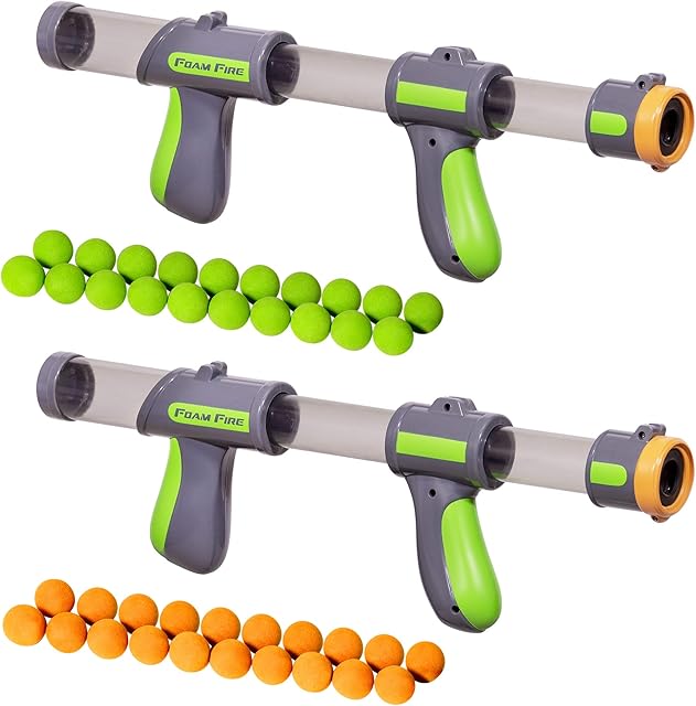 The GoSports Official Foam Fire Blasters - 2 Pack Toy Blasters & Replacement Bullet Balls – Fun for Accuracy Games and GoSports Foam Fire Shooting Games