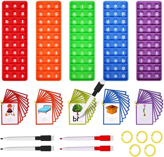 The CVC Word Games, Phonics Interactive Flash Cards for Preschool & Kindergarten Classrooms, Manipulative Spelling Toy - Learning Activity Teacher Supplies & Special Education Tools for Kids