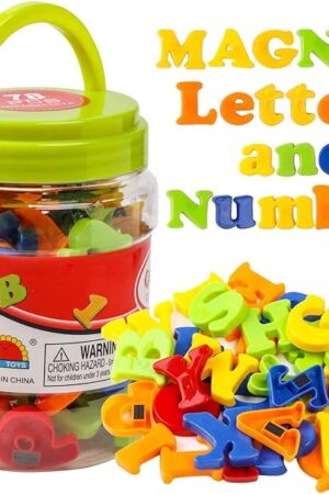 The RAEQKS Magnetic Letters Numbers Alphabet ABC Colorful 123 Refrigerator Fridge Magnets for Vocabulary Educational Toy Set Preschool Learning Spelling Counting Game Uppercase Lowercase for Kids Age 3+