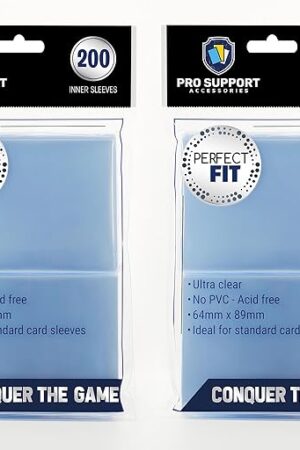 The Pro Support 400 Premium Ultra Clear Standard Size Card Sleeves. Perfect for Double-sleeving and Compatible with Pokemon Cards and Magic The Gathering