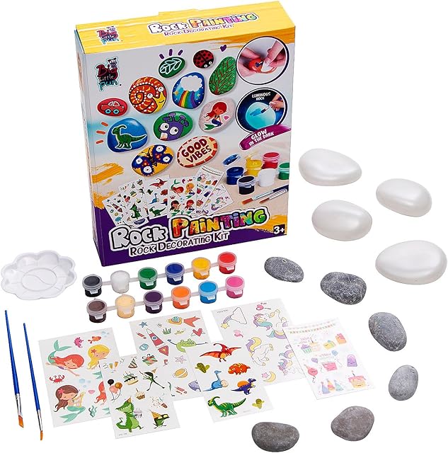 The Fun Express DIY Rock Painting Kit for Kids, All in One Kids Craft Kit, Birthday and Everday Gifts, Great for Creative Acitivity for Home and School