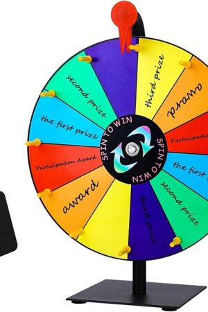 The Prize Wheel Spinner with Stand, 12 Inch Spinning Wheel Featuring 12 Prize Slots, Colorful Prize Spin Wheel Perfect for Carnivals, Home Parties, Trade Shows and Lucky Draw