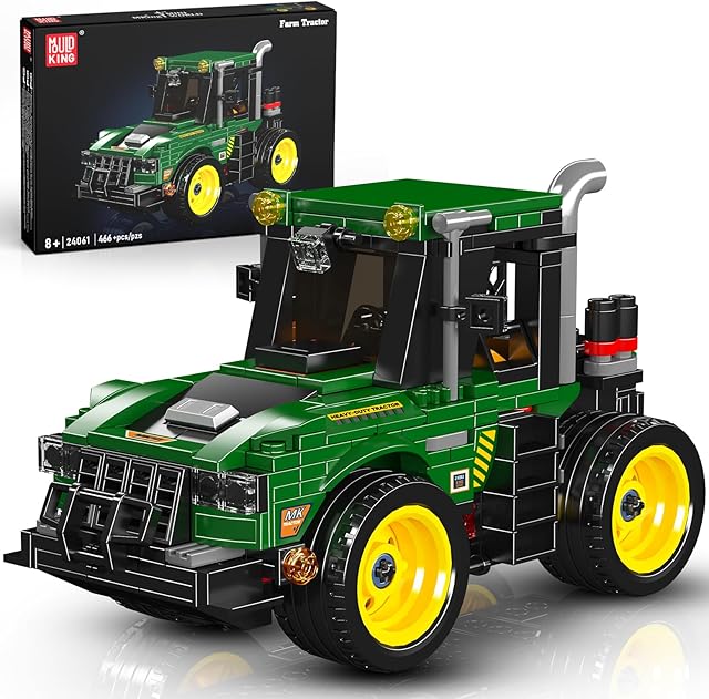 The Mould King 24061 Farm Tractor Building Sets, 466+ Pieces Mini World City Series Combine Harvester Tractor Construction Sets, Farm Toys for Boys Age 8-12