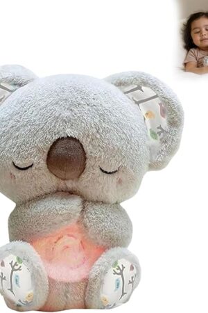 The Relief Koala Breathing Stuffed Toy, Anxiety Relief Plush Breathing Animal, Sleeping Koala Plush Breathing with Music Lights and Rhythmic Breathing Movements, Birthday Gifts for Adults and Kids