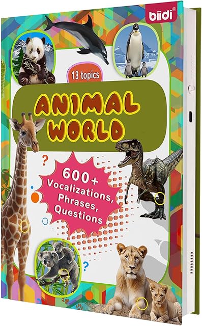 The Learning Talking Book, English Interactive Audio Books Toy for Toddler, 600+ Sounds and 13 Topics, Early Learn Educational Electronic Word Toy for Kids & Toddlers 2-6 Years Old, (Animal World)