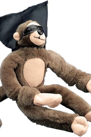 The Playmaker Toys - Flying Screaming Flingshot Slingshot Animal Novelty Plush Doll Toy, Launches up to 50 Feet (Monkey)
