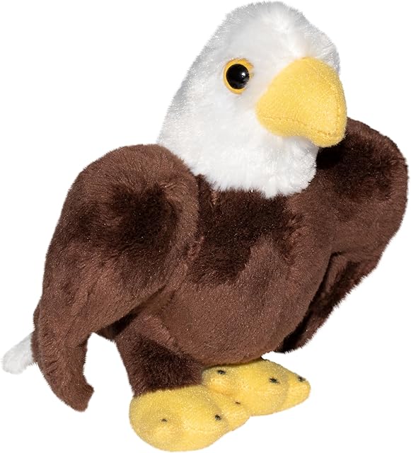 The Wild Republic Pocketkins Eco Bald Eagle, Stuffed Animal, 5 Inches, Plush Toy, Made from Recycled Materials, Eco Friendly