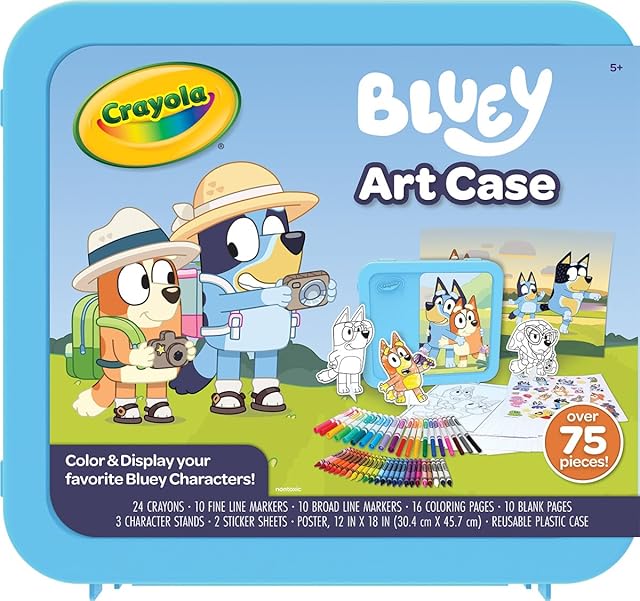 The Crayola Bluey Create & Color Art Case (75+pcs), Bluey Coloring Pages & Stickers, Kids Art Kit, Bluey Gift for Girls & Boys, 5+