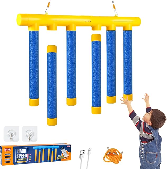 The Reflex Drop Sticks Challenge Game - 3 Adjustable Speed Modes, Hand-Eye Coordination & Reaction Training Toy, Fun Catch Falling Sticks Game for Kids, Adults