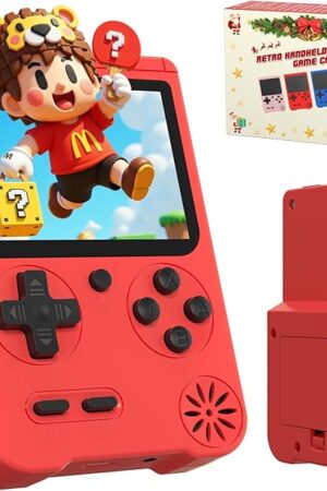 The Retro Handheld Games Console, Built-in 500 Video Games, Portable Video Gaming Player with 3.0 Inch lPS Screen，Rechargeable Portable Electronic Gaming System, Pocket Mini Arcade, Red