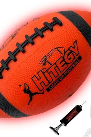The Rechargeable Light Up Football - Glow in The Dark Football - Junior Size - Equipped with USB-C Cable, Pump, Ball Bag, Gift Wrapped Toys for Kids, Boys, Youth, Indoor & Outdoor Games