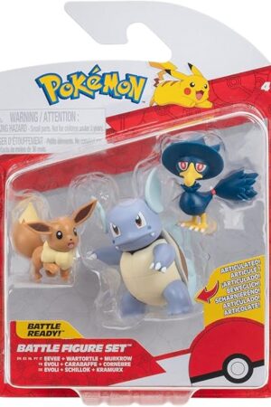 The Pokémon PKW3895 Battle Figure Set Eeve, Kramurx, Schillok, Official Figure Set