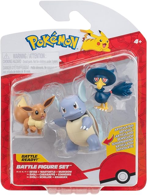 The Pokémon PKW3895 Battle Figure Set Eeve, Kramurx, Schillok, Official Figure Set