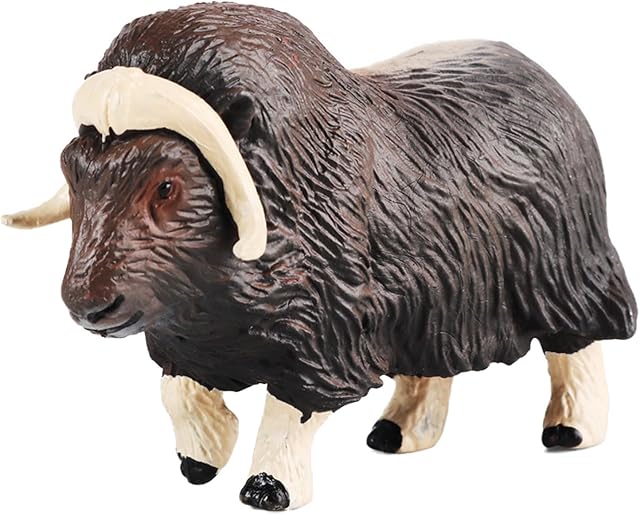 The Animal Figurines, Realistic Musk Ox Fairy Garden Accessories, Learning Toys for Christmas Birthday Cake Topper Gift for Boys and Girls